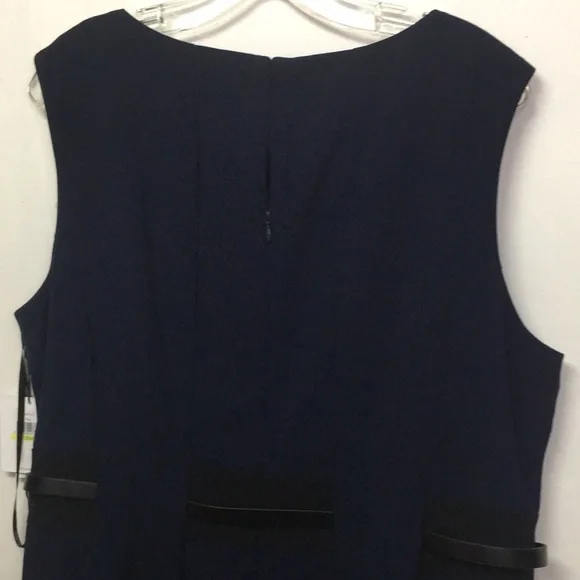 NWT Calvin Klein Woman Belted Navy Blue Fit&Flare Dress: Size 18W - Picture 11 of 13